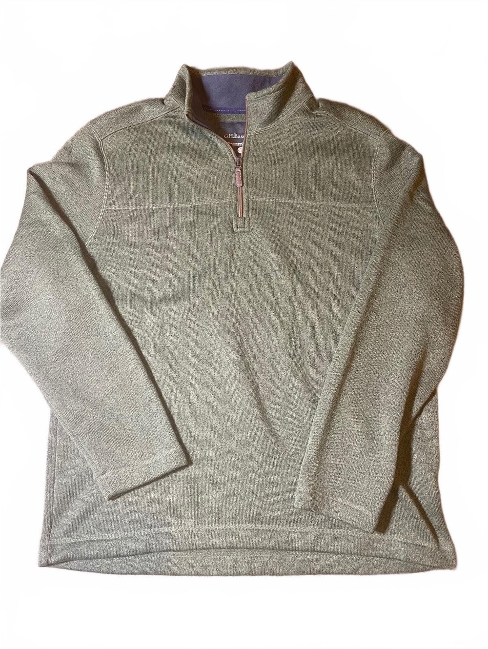 G.H. Bass Men’s Green Pullover mid zip Sweater XL EUC